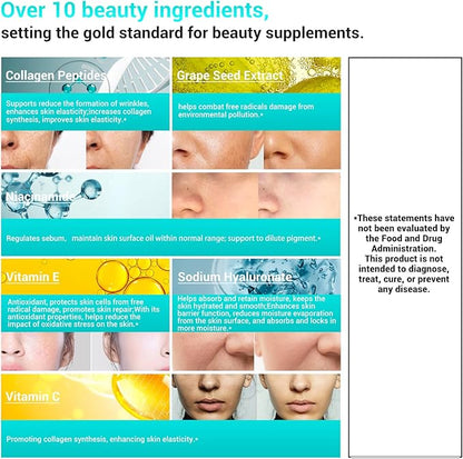 Collagen Peptides for Women, Beauty Vitamin & Mineral Supplement,Contains Vitamin D3, Probiotics for Women & Collagen Peptides,Vitamin E,Vitamin B Complex 60 Tablets