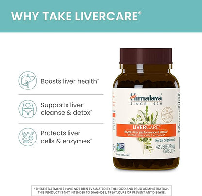 Himalaya LiverCare Herbal Supplement, Liver Cleanse, Liver Support, Eliminates Waste, Cleansing, Vegan, Non-GMO, Herbal Blend, 375 mg, 180 Capsules, 90 Day Supply