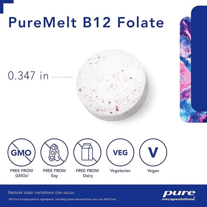 Pure Encapsulations PureMelt B12 Folate - Active B Vitamin with L-5-MTHF - Metabolism Support & Red Blood Cell Function* - Non-GMO & Vegan - 90 Lozenges