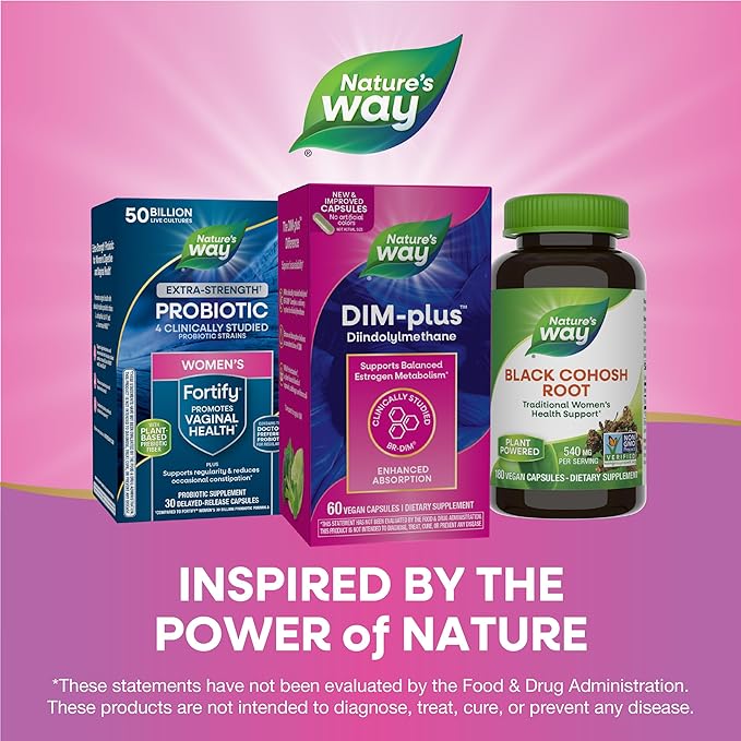 Nature's Way DIM-Plus, DIM Supplement, Supports Balanced Estrogen Metabolism*, Supports Estrogen Hormone Balance*, Diindolylmethane, 60 Vegan Capsules (Packaging May Vary)