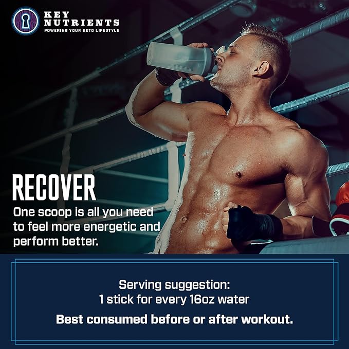 KEY NUTRIENTS Electrolytes Powder Packets - Delicious Blue Raspberry 20 Pack Hydration Packets - Travel Hydration Powder - Made in USA - No Sugar, No Calories, Gluten Free