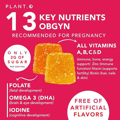 Prenatal Gummies for Women with DHA, Folate, Vitamin B C D | Delicious Multivitamin Blend for Fetal and Neural Support, Bones, Energy & Immunity During Pregnancy