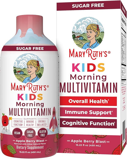 MaryRuth's Kids Liquid Morning Multivitamin | Kids Multivitamin | Immune Support | Vitamin C & D | Kids Vitamins | Kids Vitamins multivitamin | Vegan | 30-180 Servings | 15.22 fl oz