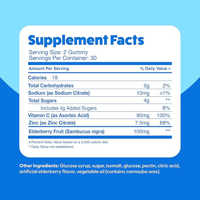 Feel Great Immunity Support Gummies with Elderberry, Zinc and Vitamin C | Sambucus Nigra Supplement | 60 Gummies