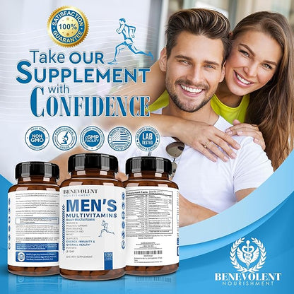 Multivitamin for Men - Supports Energy & Overall Health - Essential Daily Vitamins for Men, Biotin, Magnesium, Zinc & Antioxidant for Immune Health - Non-GMO Men Multivitamin Supplement, 120 Caps
