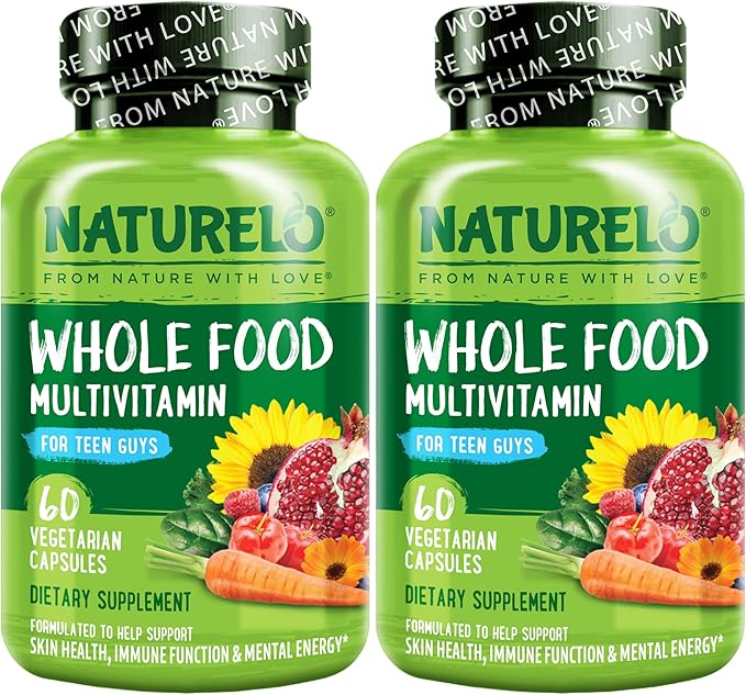 NATURELO Whole Food Multivitamin for Teenage Boys - Vitamins and Minerals Supplement for Active Kids - with Plant Extracts - Non-GMO - Vegan & Vegetarian - 60 Count (Pack of 2)