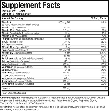 Bronson ONE Daily Mens 50+ Complete Multivitamin Multimineral, 90 Tablets