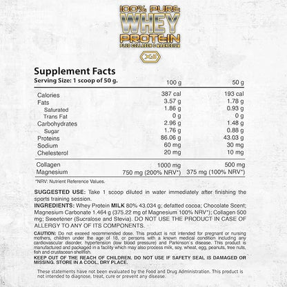 DL 100% Pure Whey Protein + Collagen + Magnesium | 43g. Protein & Essential BCAA´s | Muscle Gain, Recovery & Nutrient delivery | Low Fat Protein | Quik & Easy Mixing | 2.20lb (1KG, Chocolate)