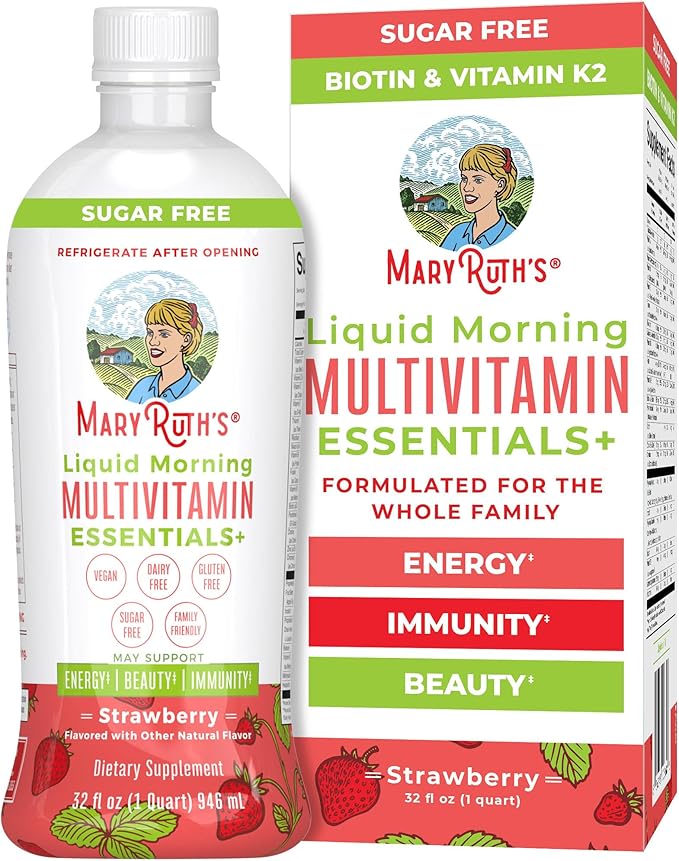 MaryRuth Organics Multivitamin for Women Men & Kids | Sugar Free | Vegan | Vitamin A, C, D, E, B12, Zinc | Daily Vitamins for Kids, Men, Women| Energy & Beauty Booster Multimineral | 32 Fl Oz