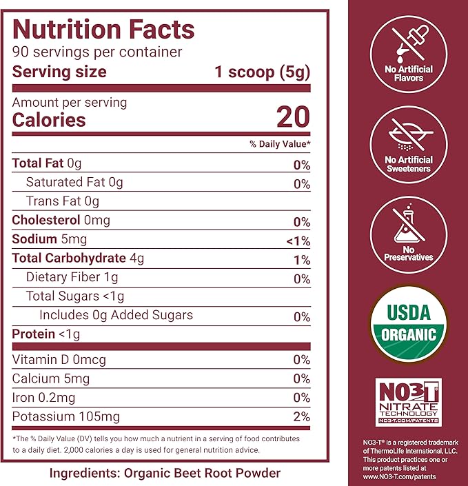 FORCE FACTOR Total Beets Organic Beetroot Powder, Superfood to Boost Daily Nutrition, USDA Organic, Vegan, Gluten-Free, and Non-GMO Beet Supplement, Unflavored, 180 Servings, 2-Pack