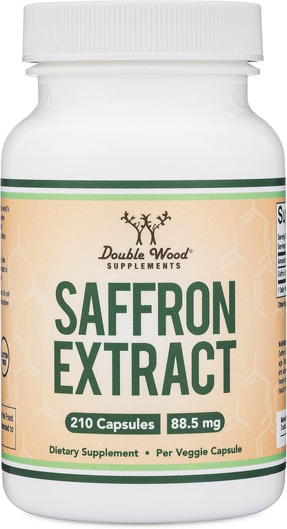 Saffron Supplement for Focus - Saffron Extract 88.5mg Vegan Capsules (210 Count) Minor Appetite Suppressant for Healthy Weight Management (Supports Eye, Retina, and Lens Health) by Double Wood