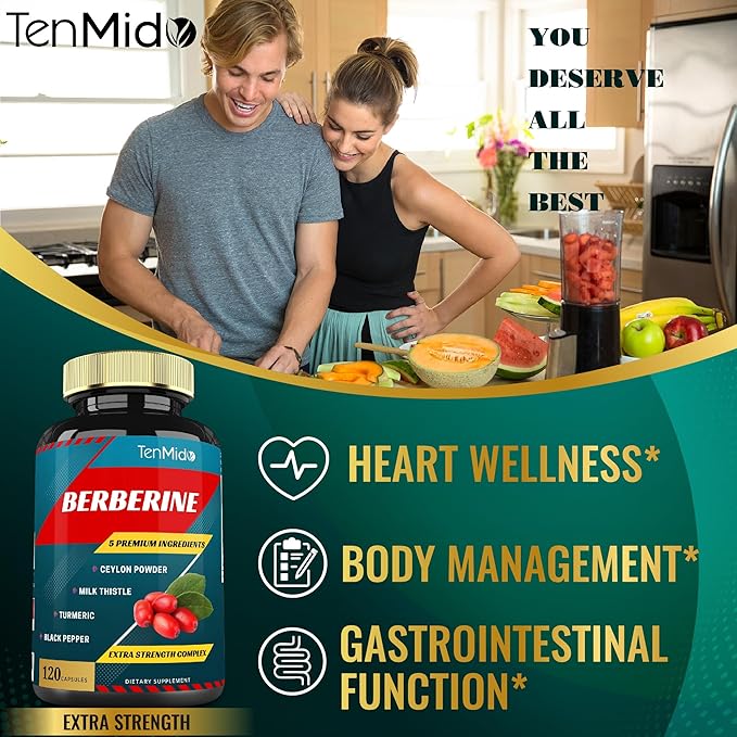 Berberine Extract Capsules, 4 Months Supply & Ceylon, Milk Thistle, Turmeric, Black Pepper | Immune Function Supports, Weight Management Supplements