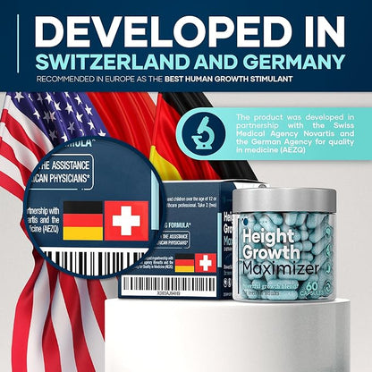 Height Growth Maximizer - Made in USA - Premium Height Growth Supplement for Kids & Teens to Grow Taller Naturally - Height Growth Pills with Ultimate Bone Support Complex