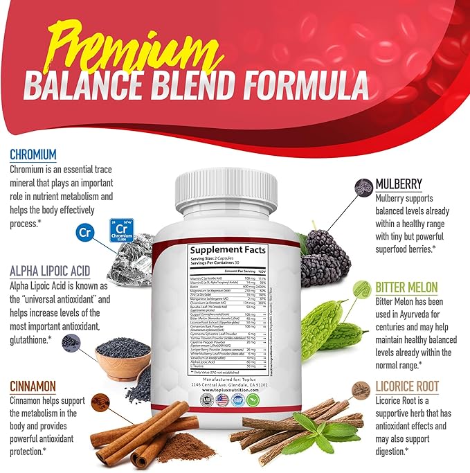 Premium Natural Complex Supplement – Natural 20 Herbs and Vitamins with Cinnamon Non-GMO Vegan, for Men Women, 60 Capsules