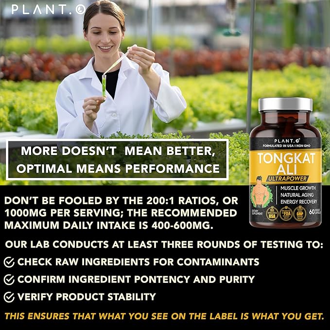 Tongkat Ali Ultrapower - Longjack Extract Supplement for Stamina, Strength, Endurance, Lean Muscle Growth & Recovery - Men's Pre Workout Supplement 60 Capsules Non GMO