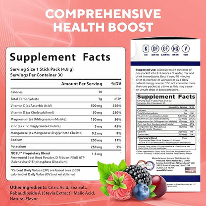 N.O. Beetz Nitric Oxide Supplement | Enhance Hydration, Cellular Energy & Nitric Oxide Production | Beet Benefits Without The Taste | Flavorful & Fresh | 30 Servings
