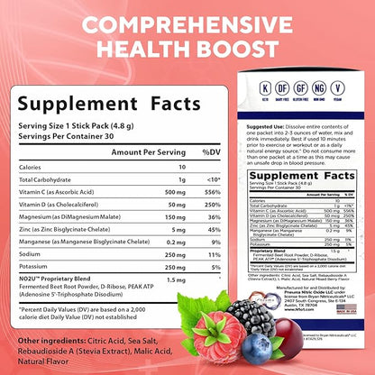 N.O. Beetz Nitric Oxide Supplement | Enhance Hydration, Cellular Energy & Nitric Oxide Production | Beet Benefits Without The Taste | Flavorful & Fresh | 30 Servings