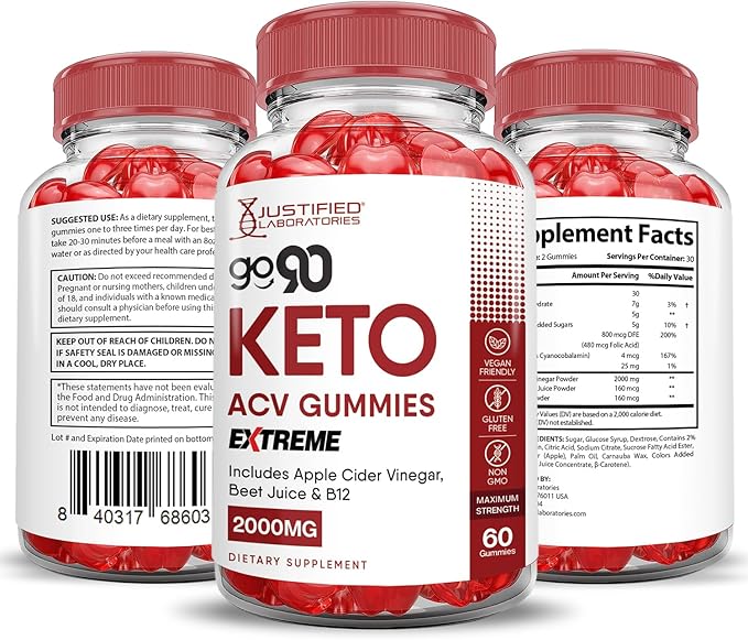 (5 Pack) Go 90 Keto ACV Gummies Extreme 2000MG Go90 Keto Gummies Apple Cider Vinegar Formulated with Pomegranate Beet Juice Powder B12 Vegan Non GMO 300 Gummys