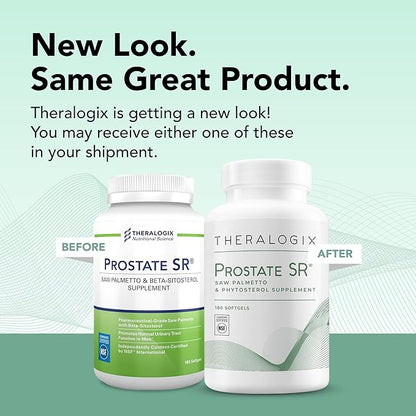 Theralogix Prostate SR Saw Palmetto & Beta-Sitosterol Supplement - Supports Healthy Urinary Tract Function in Men* - 90-Day Supply - NSF Certified - 180 Softgels