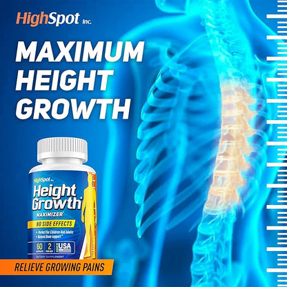Height Growth - Height Growth Maximizer - Calcium, Vitamin D3, B1, B2 - Grow Taller Supplement - Bone Growth Supplement - Made in USA (White)