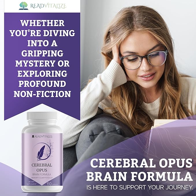 Cerebral Opus Brain Supplements for Memory and Focus - with Vitamin D, Folic Acid & Phosphatidylserine - Advanced Memory Formula to Boost Energy & Reduce Brain Fog (60 Capsules)