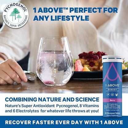 Jet Lag Relief Tablets - Berry-Flavored Effervescent Multivitamin with Pycnogenol Travel Supplement for Hydration, Energy, Immune Support and Faster Recovery - Flight Essential, 20 Tablets