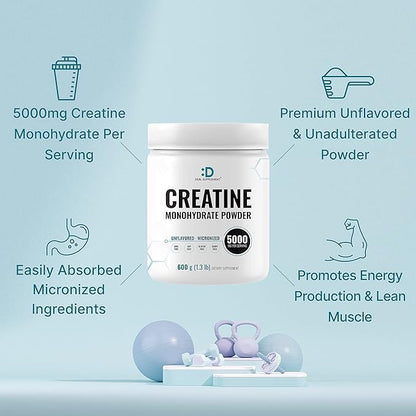 Micronized Creatine Monohydrate Powder 120 Servings - 5000mg(5g) Per Serving | Unflavored Creatine for Men & Women | Improve Performance & PreWorkout Recovery | Vegan, Keto | Non-GMO, No Filler