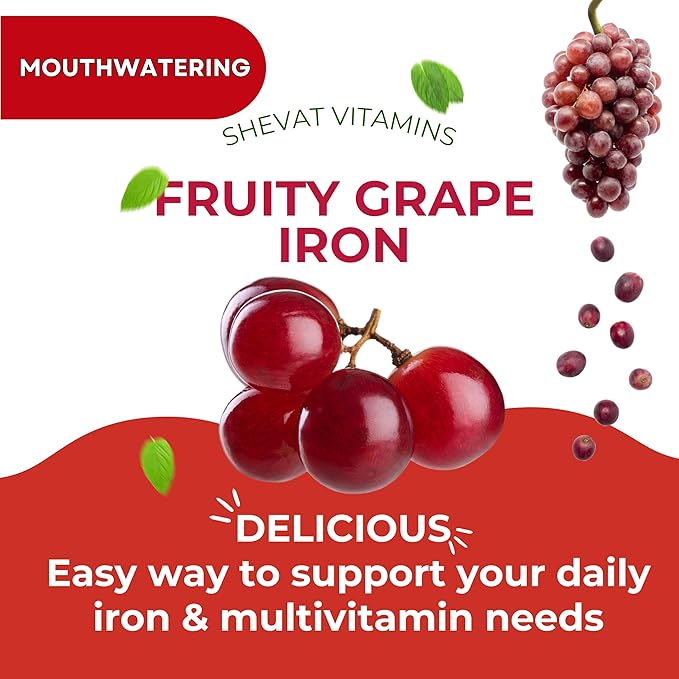 Iron Gummies For Women, Men &Kids - Vegan,Gluten Free(Grape) Immune Support,Family Iron supplements for women anemia,Chewable iron supplements for men-Kids iron Gummies with Iron Vitamin C&A -USA Made