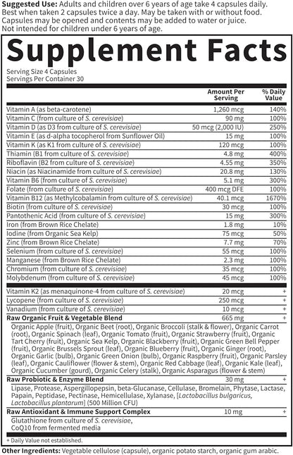 Garden of Life Multivitamin for Women, Men & Kids Age 6 and up, Vitamin Code Family Multi - 120 Vegetarian Capsules, Whole Food Vitamins, Food Blend & Probiotics, Gluten Free Dietary Supplements