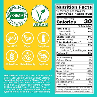 Venture Pal Sugar Free Electrolyte Powder Packets - Liquid Daily IV Drink Mix for Rapid Hydration & Party Recovery | 5 Vitamins & 7 Electrolytes| Keto Friendly | Non-GMO | Certified Vegan | 16 Sticks