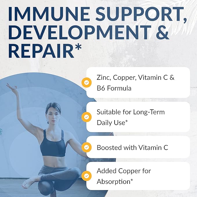 EquiLife - Balanced Zinc, Immune Support Supplement, Rich in Antioxidant, Zinc Copper Supplement, Source of Vitamin C, & Vitamin B6, Promotes Energy & Mood Support, Vegan, Non-GMO (60 Capsules)