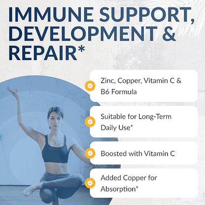 EquiLife - Balanced Zinc, Immune Support Supplement, Rich in Antioxidant, Zinc Copper Supplement, Source of Vitamin C, & Vitamin B6, Promotes Energy & Mood Support, Vegan, Non-GMO (60 Capsules)