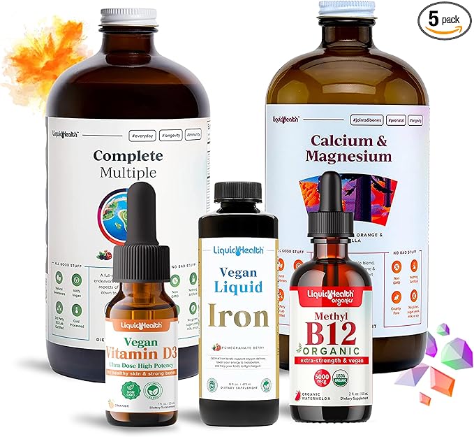 Liquid Health Ultimate Bariatric Liquid Vitamin Supplement Bundle - Adult Daily Bariatric Multivitamin with Iron, Calcium, Magnesium, Vegan Vitamin D3 & Organic B12 - Bariatric Surgery Must Haves