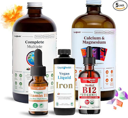 Liquid Health Ultimate Bariatric Liquid Vitamin Supplement Bundle - Adult Daily Bariatric Multivitamin with Iron, Calcium, Magnesium, Vegan Vitamin D3 & Organic B12 - Bariatric Surgery Must Haves