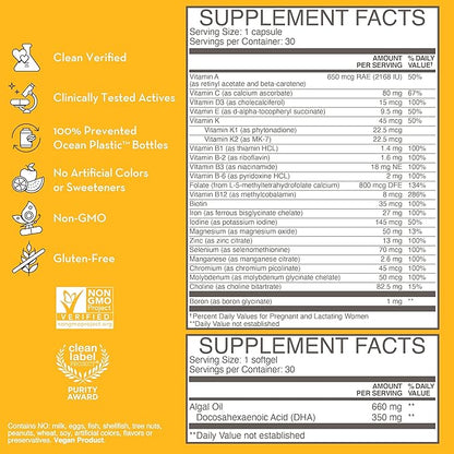 HUM Womb Service Prenatal & Postnatal Vitamins Combo Pack - OBGYN Formulated Vegan Prenatal Vitamins - Clean Daily Pre-to-Post Pregnancy Support with Choline