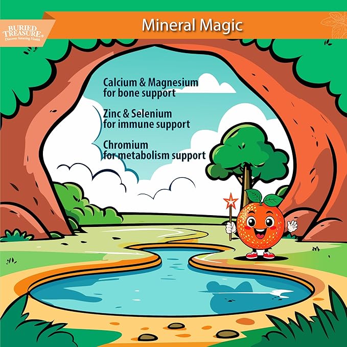 Buried Treasure Children’s Daily Liquid Multivitamin - 16 oz, 16 servings, Orange Mango Flavor, Supports Kids with Essential Nutrients & Minerals