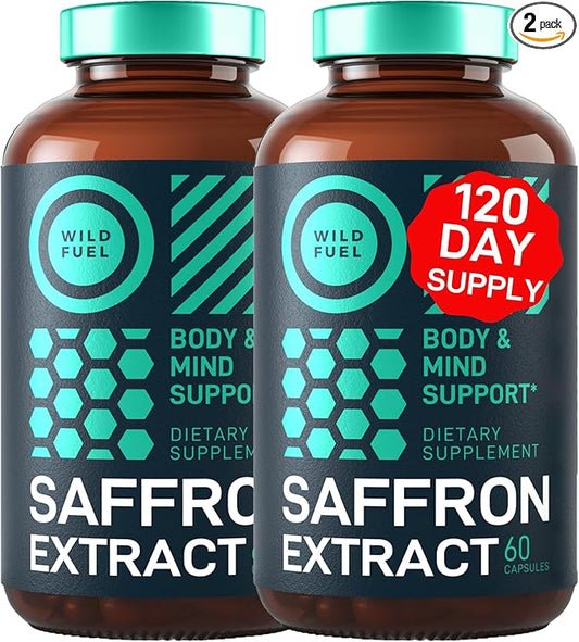 Pure Saffron Extract Antioxidants Supplement - Eye Health, Energy and Mood Support Happy Saffron - 0.3% Safranal 88.5mg Organic Saffron Supplements -120 Day Gluten-Free, Non-GMO Vegan Saffron Capsules