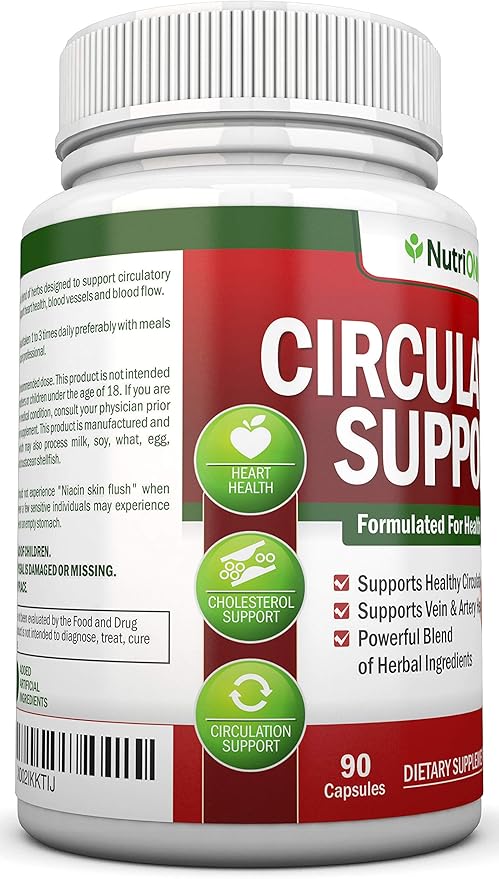 Blood Circulation Support - All Herbal Supplement For Healthy Blood Flow, Arteries & Veins - Promotes Leg Comfort - With Hawthorn, Niacin, L-Arginine, Butcher’s Broom, Cayenne Pepper, Horse Chestnut