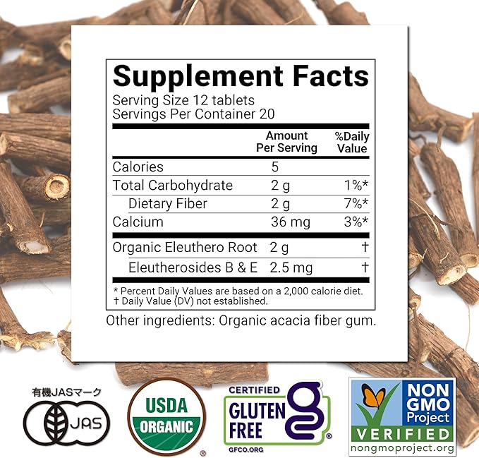Sun Chlorella Sun Ukogi Organic Eleuthero Root 200 mg Siberian Ginseng Supplement - Natural Adaptogen Well Being & Endurance Supplement for Women & Men - Non-GMO - 240 Tablets
