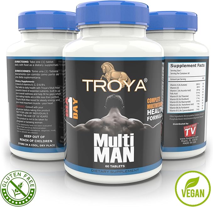 Multivitamin for Men - Daily Mens Multivitamins Supplement. Mens Vitamins A, C, D, B1, B2,B3,B5, B6 & B12, Zinc & More.