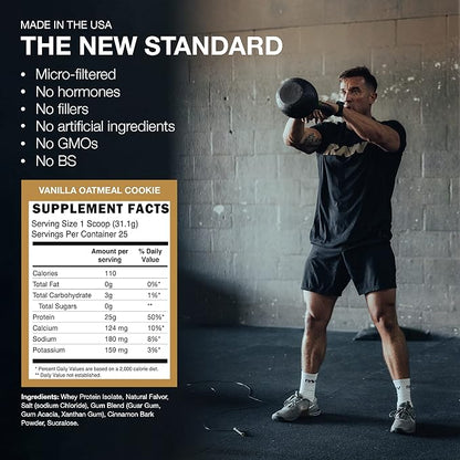 RAW Whey Isolate Protein Powder, Vanilla Oatmeal Cookie (CBUM Itholate Protein) - 100% Grass-Fed Sports Nutrition for Muscle Growth & Recovery - Low-Fat, Low Carb, Naturally Flavored - 25 Servings