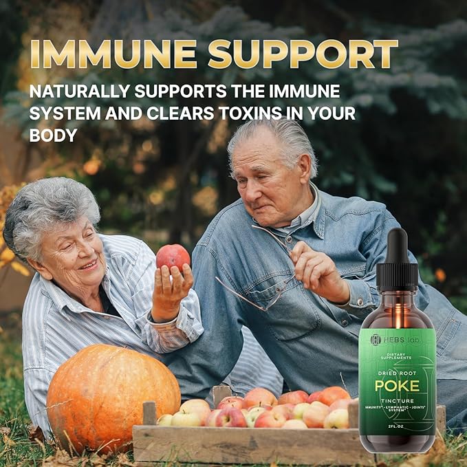 Poke Root Extract – Organic & Pure Lymphatic Drainage Drops - Immune Support Supplements & Detox Formula - Natural Muscle Relaxer & Joint Support for Athletes - Made in the USA - 2 oz