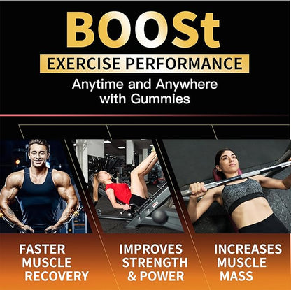 Creatine Monohydrate Gummies 5g for Men Women - Sugar Free Chewable Supplement. 90 Gummies Orange.