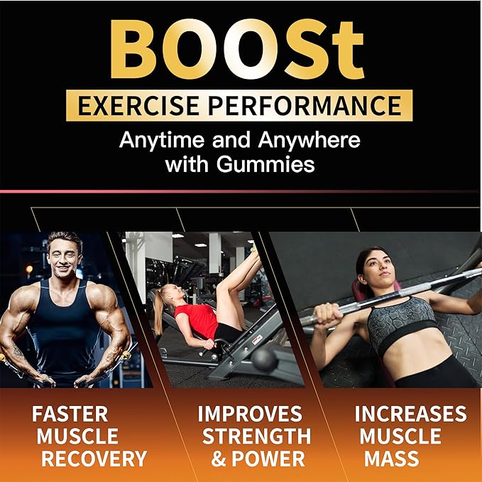 Creatine Monohydrate Gummies 5g for Men Women - Sugar Free Chewable Supplement. 90 Gummies Orange.