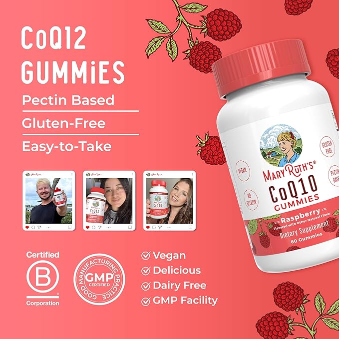MaryRuth Organics CoQ10 | 1 Month Supply | CoQ10 Gummies | CoQ10 Supplements for Adults| Gummy Supplements for Heart Health & Cellular Energy | Vegan | Non-GMO | Gluten Free | 60 Count
