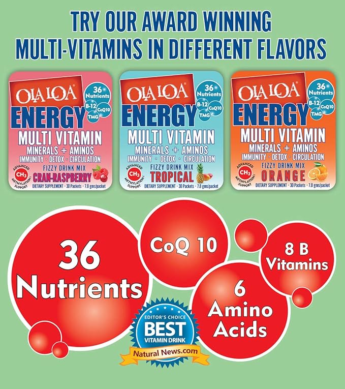 Ola Loa Repair Orange Multivitamin Drink Mix - Daily Bone & Joint Supplement, Calcium, Magnesium, Glucosamine, Anti-Aging Vitamin - Give Your Body The Nutrient Support it Deserves - 30 Packets (9oz)