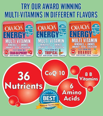 Ola Loa Repair Orange Multivitamin Drink Mix - Daily Bone & Joint Supplement, Calcium, Magnesium, Glucosamine, Anti-Aging Vitamin - Give Your Body The Nutrient Support it Deserves - 30 Packets (9oz)