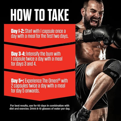 JNX SPORTS The Omen! Thermogenic Fat Burner – Dietary Supplement for Men & Women with L Carnitine | Appetite Suppressant & Metabolism Booster | 100 Capsules