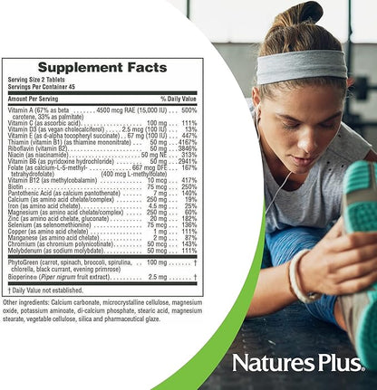 Natures Plus Source of Life Power Teen - 90 Vegetarian Tablets - Teen Multivitamin with Minerals & Whole Foods for Mental Focus, Energy Booster - Gluten-Free - 45 Servings