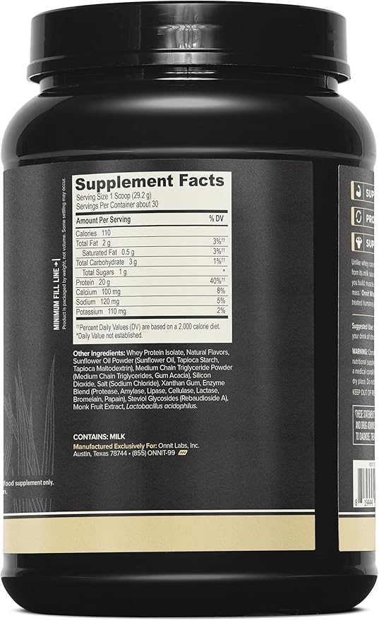 ONNIT Grass Fed Whey Isolate Protein - Vanilla (30 Servings)